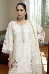 Premium 3-Piece Embroidered Cotton Suit – Soft Fabric with Boring Work | Naqshé